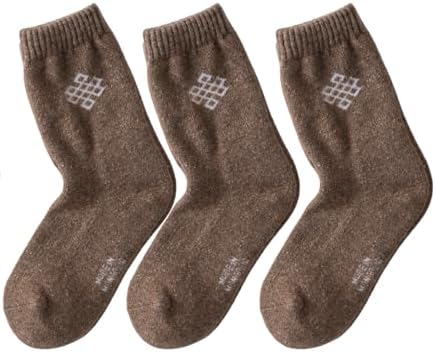 （12:00時点） [NOOS] ノース 羊と暮らす靴下 クルー丈 モンゴル産 ウール ミドルソックス 3足セット 登山用 キャンプ 釣り アウトドア (JP, アルファベット, M, ブラウン)