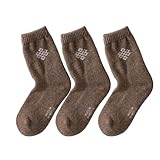 [NOOS] ノース 羊と暮らす靴下 クルー丈 モンゴル産 ウール ミドルソックス 3足セット 登山用 キャンプ 釣り アウトドア (JP, アルファベット, M, ブラウン)