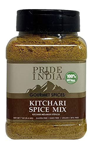 Pride Of India - Kitchari Spice Seasoning – Made with Authentic Indian Spices – Good for Health Cleanse & Diet – Easy to Use – 7 oz. Medium Dual Sifter Jar