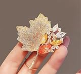 Rhinestone Maple Leaf Brooch Sparkly Crystal Metal Lapel Pins Vintage Fall Brooch Pin Thanksgiving Autumn Jewelry Gifts Shirt Scarf Clothing Bags Decoration - Image 4