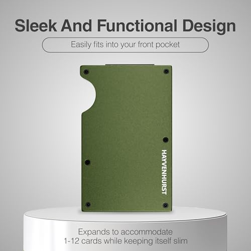 Image of Hayvenhurst Wallet for Men - Slim RFID Blocking Metal Wallet with Cash Strap, Minimalist Front Pocket Credit Card Holder, Small Mens Wallet