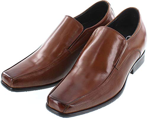CALTO Men's Invisible Height Increasing Elevator Shoes - Copper Brown Premium Leather Slip-on Dress Loafers - 3 Inches Taller - Y3022 - Size 10.5 D(M) US3