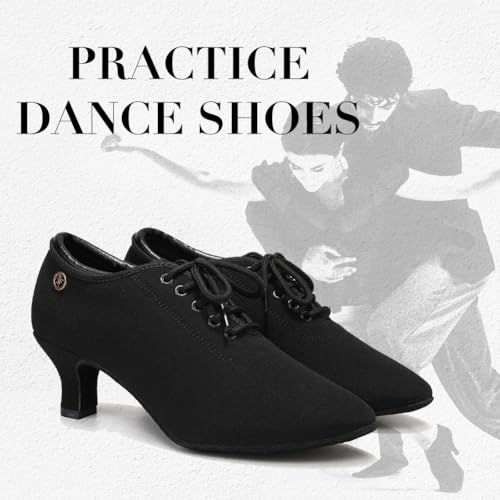 Womens Practice Latin Salsa Ballroom Dancing Shoes for 2 Inch Heel Black2