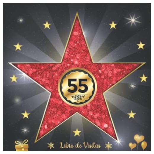 Libro de Visitas 55 Cumpleaños: fiesta cumpleaños 55 años | Felicitaciones y fotos de los invitados | Hollywod el paseo de la fama | para hombres y mujeres