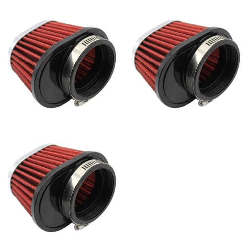 Filtre à air 51mm admission directe voiture moto conique 2 pouces rouge universel 3 pièces