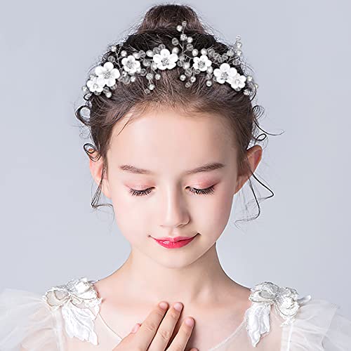 Accessoire Cheveux Mariage, Florale Bandeau Perles, Fleur Bandeau Cristal, Perle Bandeau Bijoux Mariée Cheveux Vignes Fleur Feuille Headpieces pour Mariage Filles Princess Demoiselles d'honneur Cover