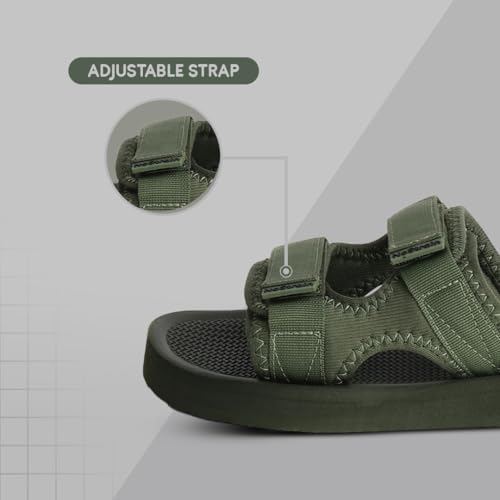 Image of NoStrain Men's Casual Sandals - Comfortable, Washable & Waterproof Open-Toe Footwear for Men with 4-Point Adjustable Velcro Strap, Heel Cushioning & Triple-Density Sole
