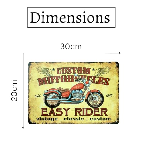 Image of Eazywagon Decorative Retro Metal Signs Wall Plate - 12x8 Inch (Custom Motorcycle) | Weatherproof Vintage Metal Sign Plate for Cafe, Home, Bar, Garage | Decorative Wall Hanging Sign Board