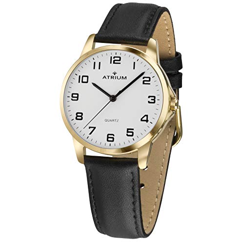 Atrium montre pour homme quartz doré le cadeau idéal avec bracelet en cuir