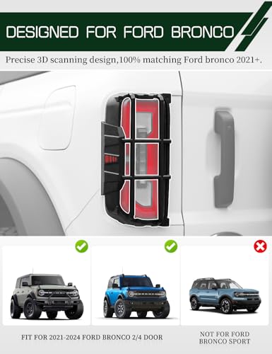 JROAD Bronco Tail Light Guards Rear Light Cover Protector Compatible with Ford Bronco 2021 2022 2023 Exterior Accessories(Not Fit Bronco Sport) — view 2
