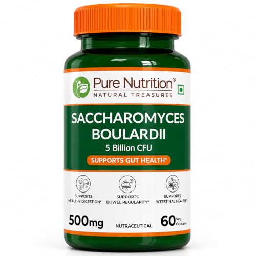 Image of Pure Nutrition Saccharomyces Boulardii 5 Billion CFU 500mg | Saccharomyces Boulardii Probiotic Supplement | Supports Gut Health, Digestive Balance, Gut Flora & Immune Health | 60 Veg Capsules