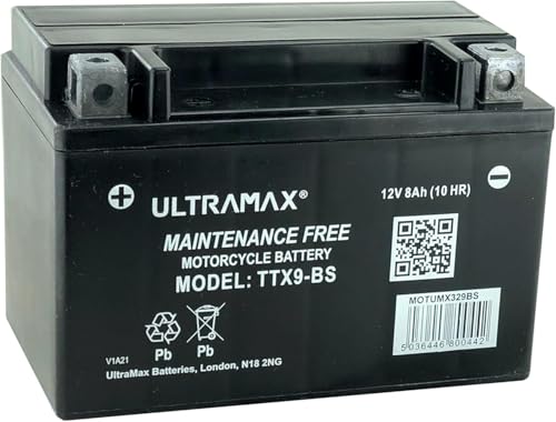 Ultra Max TTX9-BS, 12V 8AH 90 CCA Motorcycle Motorbike Powersports...