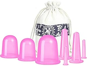 ACM Cupping Therapy Sets 7 Pcs Silicone Anti Cellulite Cup Vacuum Suction Massage Cups Facial Cupping Sets Body and Face Massager for Adults Home Use (Pink) (BLUE)