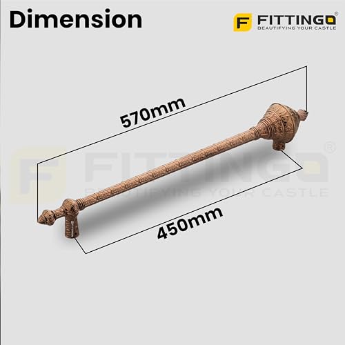 Image of Royal Gada Door Handle for Main Door /22 Inch Traditional Main Door Handle /Pull Push Handle for Home /Office /Hotels Doors - (Hole to Hole 450mm, Pack of 1) - PVD Rose Gold - 3 Years Warranty