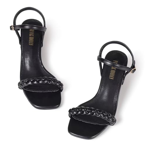 Frank Mully Women's Braided Sandal Heels Ankle Strap Comfortable Blocked Heeled Sandals Square Open Toe Cute Prom Pump Sandals Shoes4