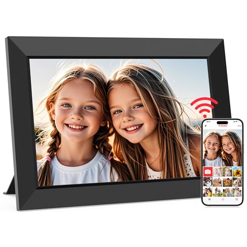Frameo 10.1 Inch WiFi Digital Picture Frame, Smart Cloud Electronic Photo Frame with HD IPS Touch Screen Slideshow 32GB Memory Auto-Rotate Wall Mount, Share Photos/Videos from Phone by Frameo App