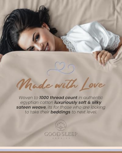 Image of 100% Egyptian Cotton Sheets Queen Size, 4 Piece, Beige Sheets Queen Set