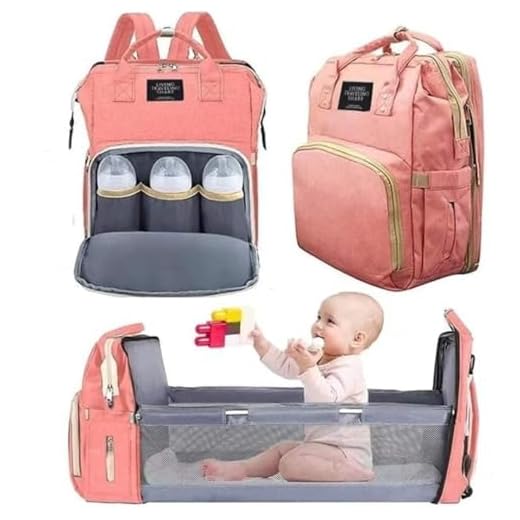 Mochila Maternidade Bebê Menino Menina vira Berço Portátil, Térmica, Impermeável, Grande Capacidade - Bolsa Fraldas Multiuso para Mamãe e Papai (Rosa)