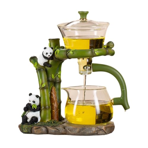 MYBAQ, Panda-Glas-Teeset, hochwertiger magnetischer Teebereiter für den Heimgebrauch, Lazy Kung Fu Glas-Teeset, faule Teekanne, halbautomatisches Tee-Set, zum Aufbrühen von losem und blumigem Tee zu