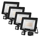 Automático Inteligente: Con sensores de movimiento PIR sensibles, las luces de movimiento del sensor pueden captar el movimiento fácilmente. Al detectar cualquier movimiento dentro de los 12 m, la lámpara se enciende automáticamente. 3 configuraciones (SENS, TIME, LUX) para ajustar la distancia de detección (8-12 m), tiempo de trabajo (20s-3mins), sensibilidad a la luz (día-noche).