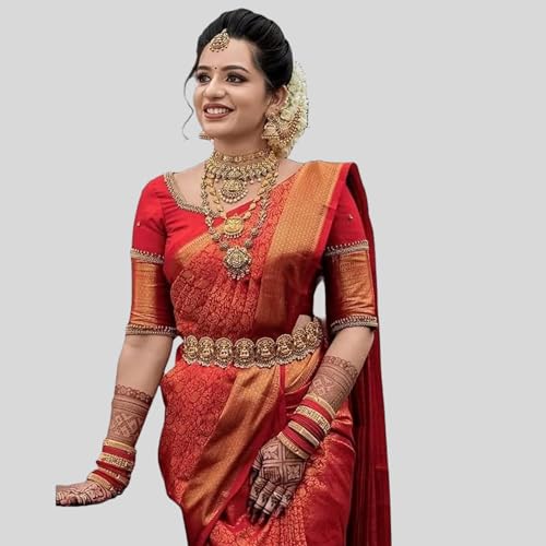 Image of Women's Jangla Pattern Banarasi Soft Silk Saree with Unstitched Blouse Piece and Jacquard Weave Type