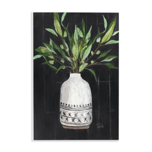 'Tall Botanical Leaves Arrangement Patterned'| Wall Plaque Art