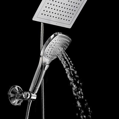 Dream Spa Ultra-Luxury 9" Rainfall Shower Head/Handheld Combo. Convenient Push-Button Flow Control Button For Easy One-Handed Operation. Switch Flow Settings With The Same Hand! Premium Chrome #TOP4