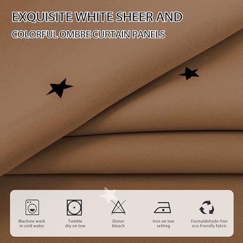 Image of XiDi Blackout Curtains for Bedroom Windows - Unicorn Pattern, 63 in x 34 in, 2 Panels, Brown