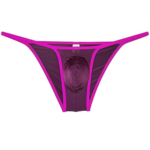 Mens Ultra Tiny Bikini Briefs Underwear Male Contour Pouch Cheeky Briefs Open Side Ice Silk Underpants Sheer Bottoms