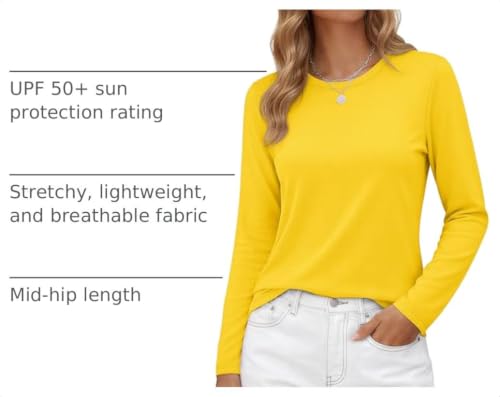 Image of YUCOLEN Long Sleeve Shirts for Women Cotton Crew Neck Casual Tops Fall