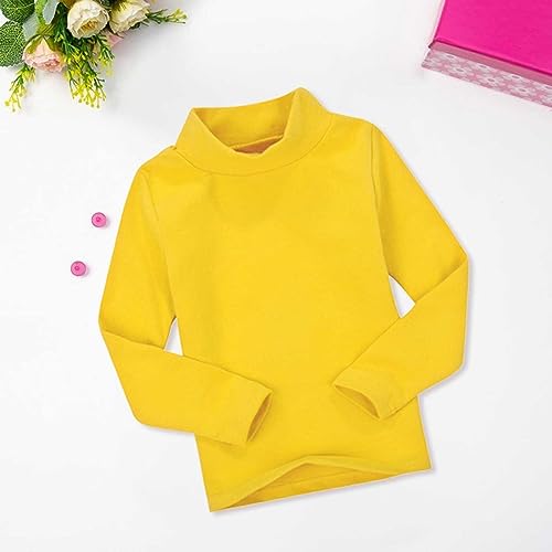 Kids Girls Solid Color Cotton Turtleneck T-Shirt Baby Long Sleeve Mock Neck Tee Tops Boys Autumn Winter3