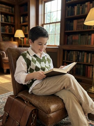 Image of SELINK Boys Girls V Neck Argyle Knit School Uniform Sweater Vest | Soft Cotton Polyester Blend Knitted Vest,Stockinette Stitch,Hand Wash Only For School Uniform Daily Wear