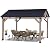 FAB BASED 10x12FT Hardtop Wood Gazebo, Natural Solid Cedar Frame Carport Gazebo, Canopy with Steel Roof, Outdoor Metal Top Pavilion for Deck, Garden, Backyard, Lawn