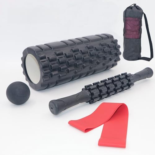 Rolo massagem liberação miofascial 5x1 foam roller com bastão mas...