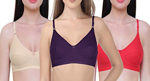 Image of INNER TOUCH Women's Cotton Non-Padded Bra (Pack of 3)