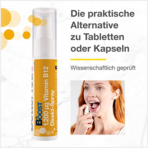 BetterYou Vitamin B12 Direkt-Spray - Zum Sprühen auf die Mundschleimhaut - Natürliches hochdosiertes Vitamin B12 mit Chrom und Grüntee-Extrakt - Schnell & effektiv - vegan, 25ml
