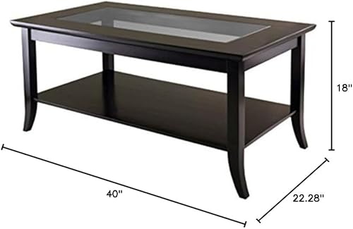 Miniatura 2 de Ergode Genoa - Mesa auxiliar rectangular  Diseño elegante con inserto de vidrio y estante  40 pulgadas de ancho x 22.28 pulgadas de profundidad x 18