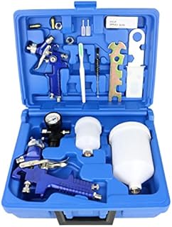 HVLP Air Gravity Spray Gun Set,2-Sprayer paint Gun,0.8mm 150ml & 1.4mm 600ml Auto Gravity Feed Painting with Locking Air Pressure Regulator Gauge Air Spray Nozzle Gun for Cake Decoration,Model Making