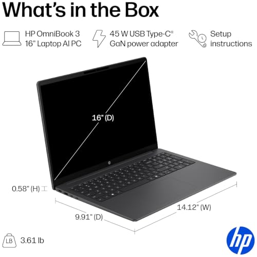 HP 16" Pavilion Business Laptop, Intel Ultra 5 225U, 8GB DDR5, 512GB SSD | Office 365, Touchscreen Display, Copilot AI, Portable Office Professionals, Fast Charge, Wi-Fi 7, BT, Windows 11, 5 in 1 HUB - image 8