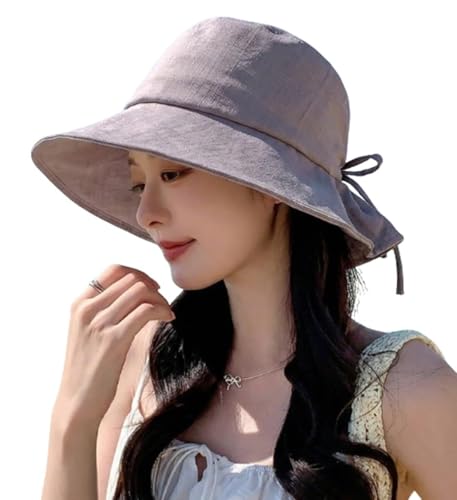 Chapeau bob en coton à larges bords avec nœud décoratif élégant pour femme
