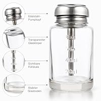 Beavorty 100 Ml Glas Pumpflasche Transparent NachfüLlbarer FlüSsigkeit Spender FüR Alkohol Nagellackentferner Mit Druckfunktion – Ansicht 6