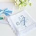 Monogrammed Handkerchiefs Mom Bride Bridesmaid Monogram Bouquet Wrap Holder Something Blue for Bride on Wedding Hanky Mothers Day Gifts for Her