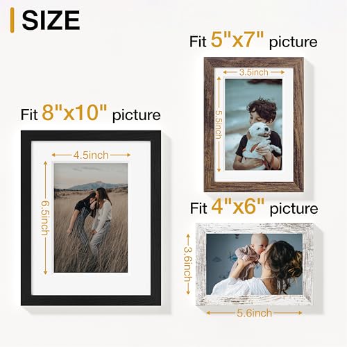Image of Vittanly 12 Pack Picture Frames Collage Wall Decor for Mounting or Tabletop Display, Multi Sizes Including 4pcs 8x10, 4pcs 5x7, 4pcs 4x6, Black, Brown and Distressed White