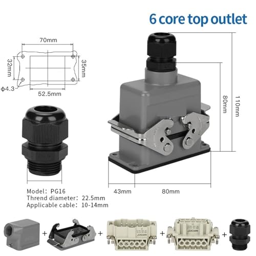Insertos de conector industrial HDC de 6 pines y 500V para evitar fallos de energía 2