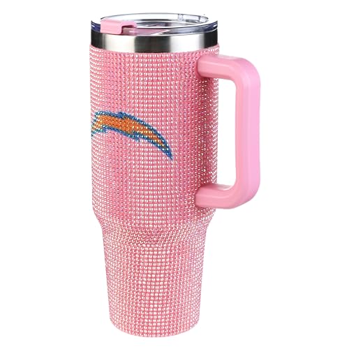 Image of The Memory Company Officially Licensed 40oz Pink Bling Game Day Tumbler, Los Angeles Chargers