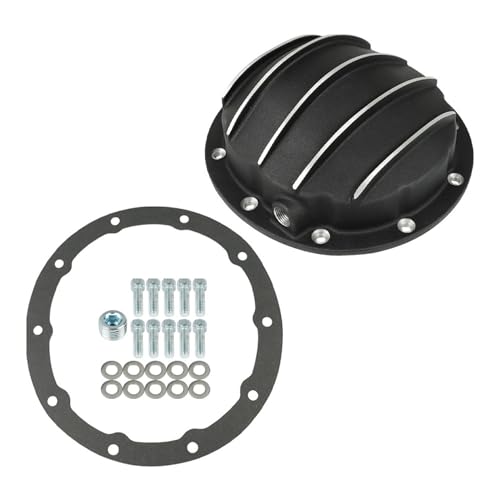 GXYWADY 10 Bolts Differential Cover 8.5 and 8.6 Ring Gear Diff Cover Cast Aluminum Black Replacement for Che-vy/G.M 1964-Up