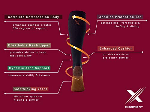 Extreme Fit Sport Compression Socks for Men and Women Knee High - Made for Running, Athletics, Pregnancy and Travel - 6 Pair4