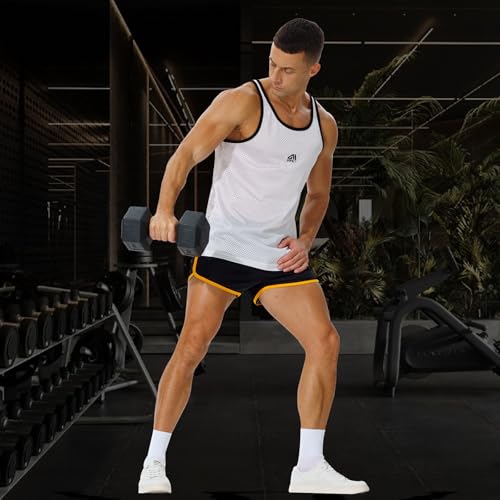 AIMPACT Mens Short Shorts 3 Inch Gym Shorts Men Mesh Mens Bodybuilding Fitness Workout Sprots Shorts Breathable (Black-S) - Image 7