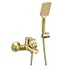 Produktbild SHUGUANG Badewannenarmatur mit 3 Funktionen Handbrause Gebürstetes Gold Messing Duschset Wand Montiert Wannenbatterie Badewanne Einhebel Wannenarmatur Badarmaturen für Badezimmer,Brushed Gold d