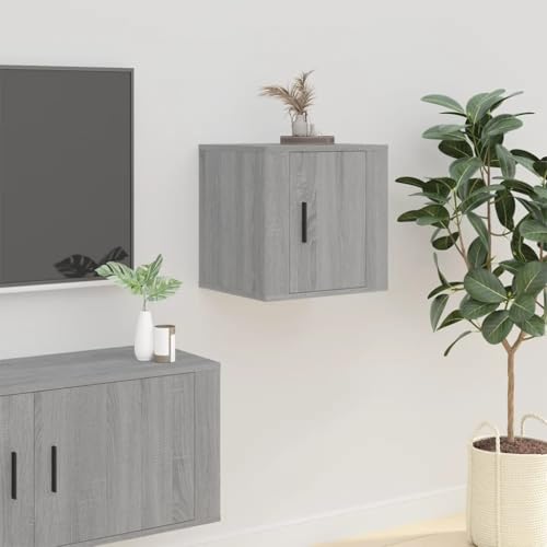 Tonture Mueble de TV gris Sonoma, 40 x 34,5 x 40 cm, material de madera, consola de TV flotante para salón, moderno centro de entretenimiento, mueble versátil